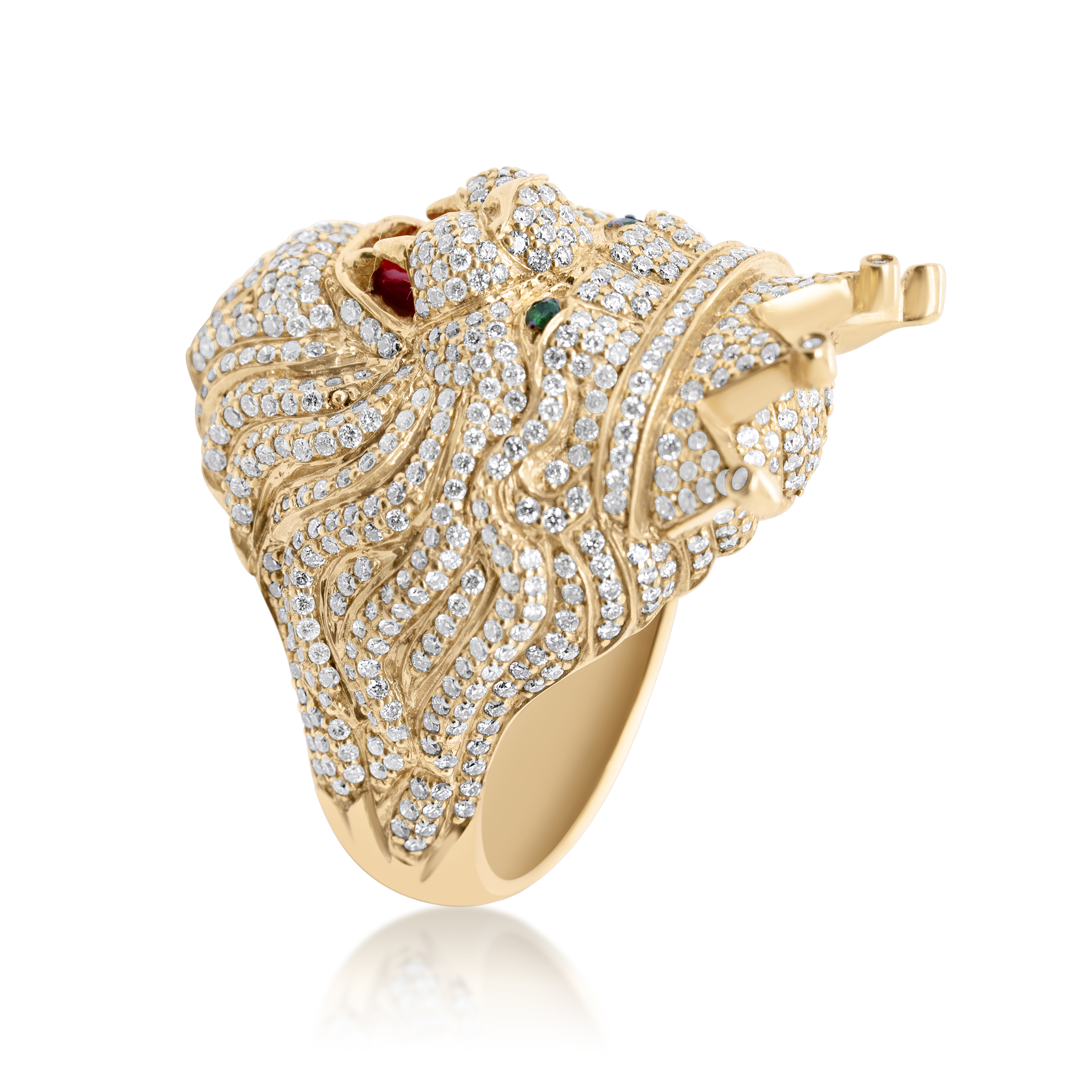 Diamond Lion Head Ring 3.00 ct. 10K Yellow Gold